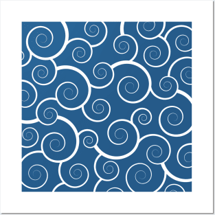 Blue Spiral Waves Posters and Art